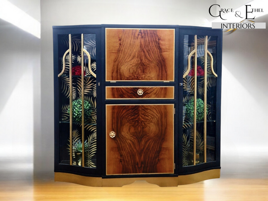 Black and gold art deco cocktail cabinet