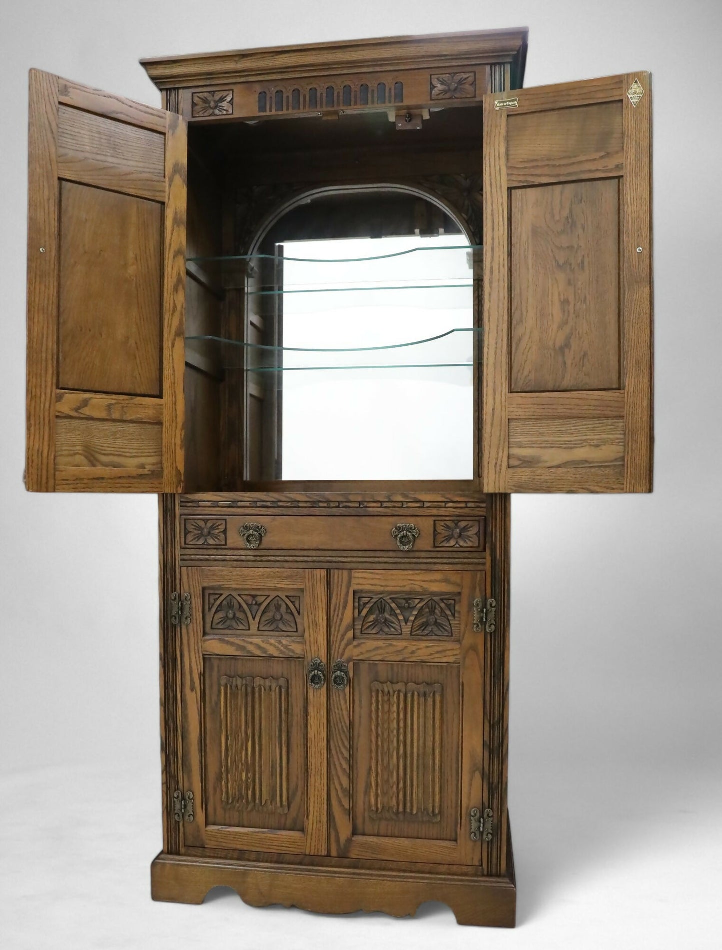 Old Charm Tall Cocktail Cabinet With Wine Rack For 24 Bottles FREE UK Delivery. SBR9035/2304D