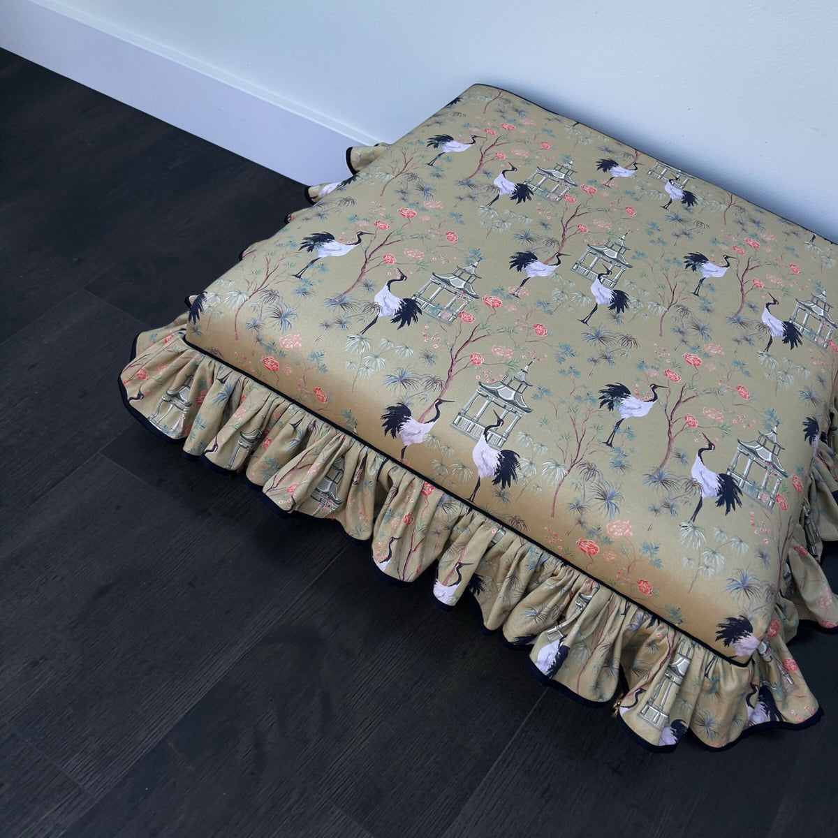 Frill Upholstered Luxury Large Footstool