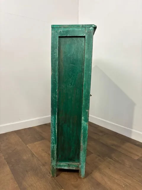 Reclaimed Indian Wood Rustic Green Distressed Cupboard