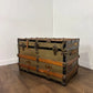 Victorian Oak Bound Travellers Trunk – Steamer Trunk with Original Travel Labels