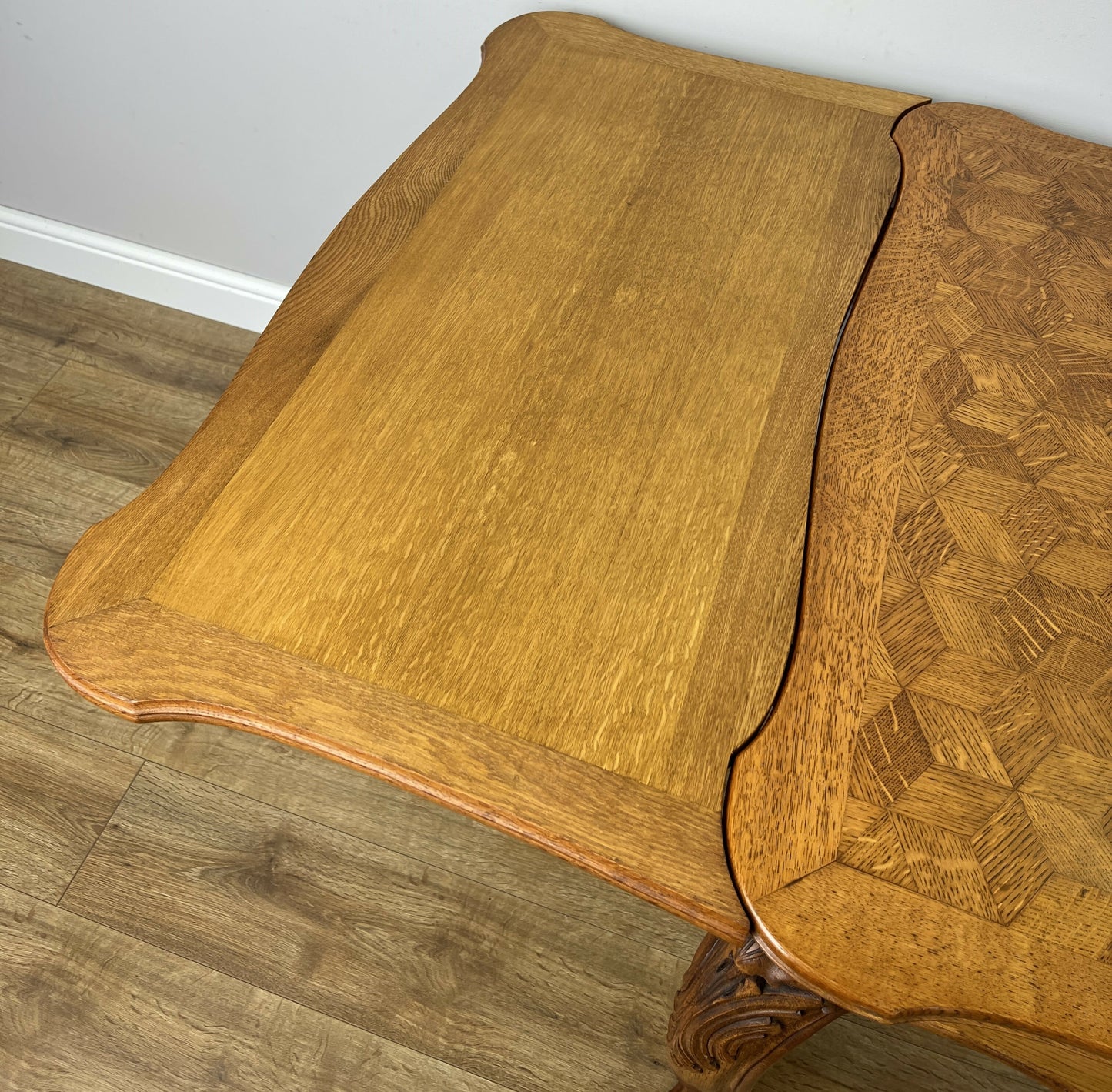 Dining Table Vintage French Louis XVI Carved Oak Extendable Table LOT 6358
