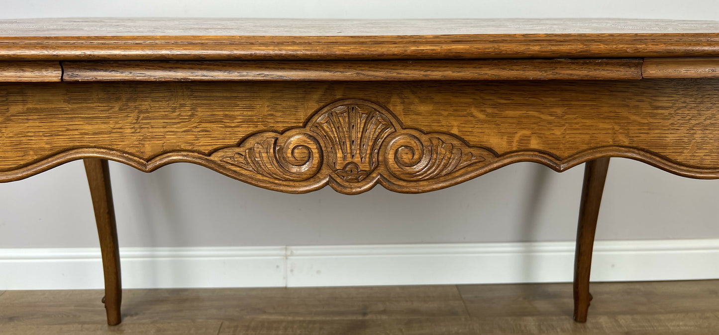 Dining Table Vintage French Louis XVI Carved Oak Extendable Table LOT 6356