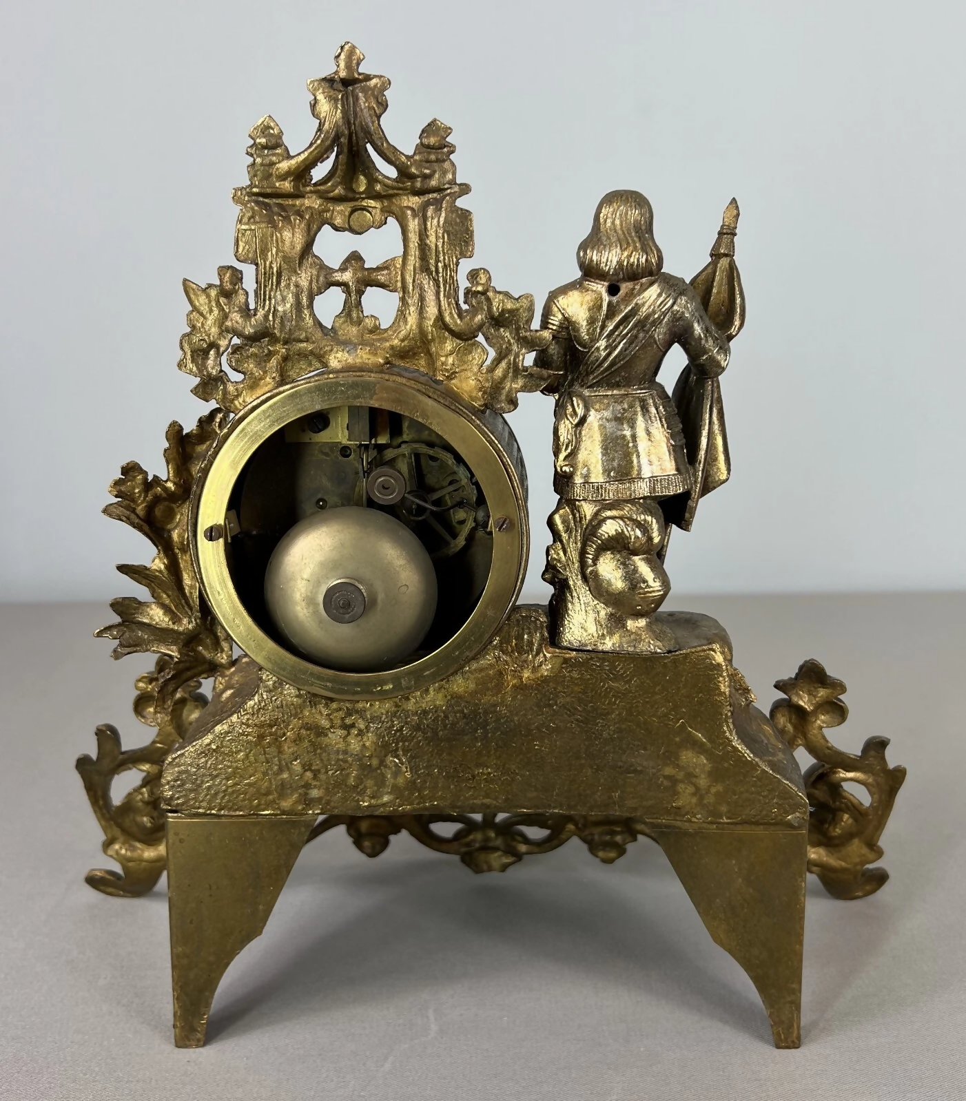 Mantel Clock Antique French Japy Frères Gilt Bronze Figure Clock LOT 3602
