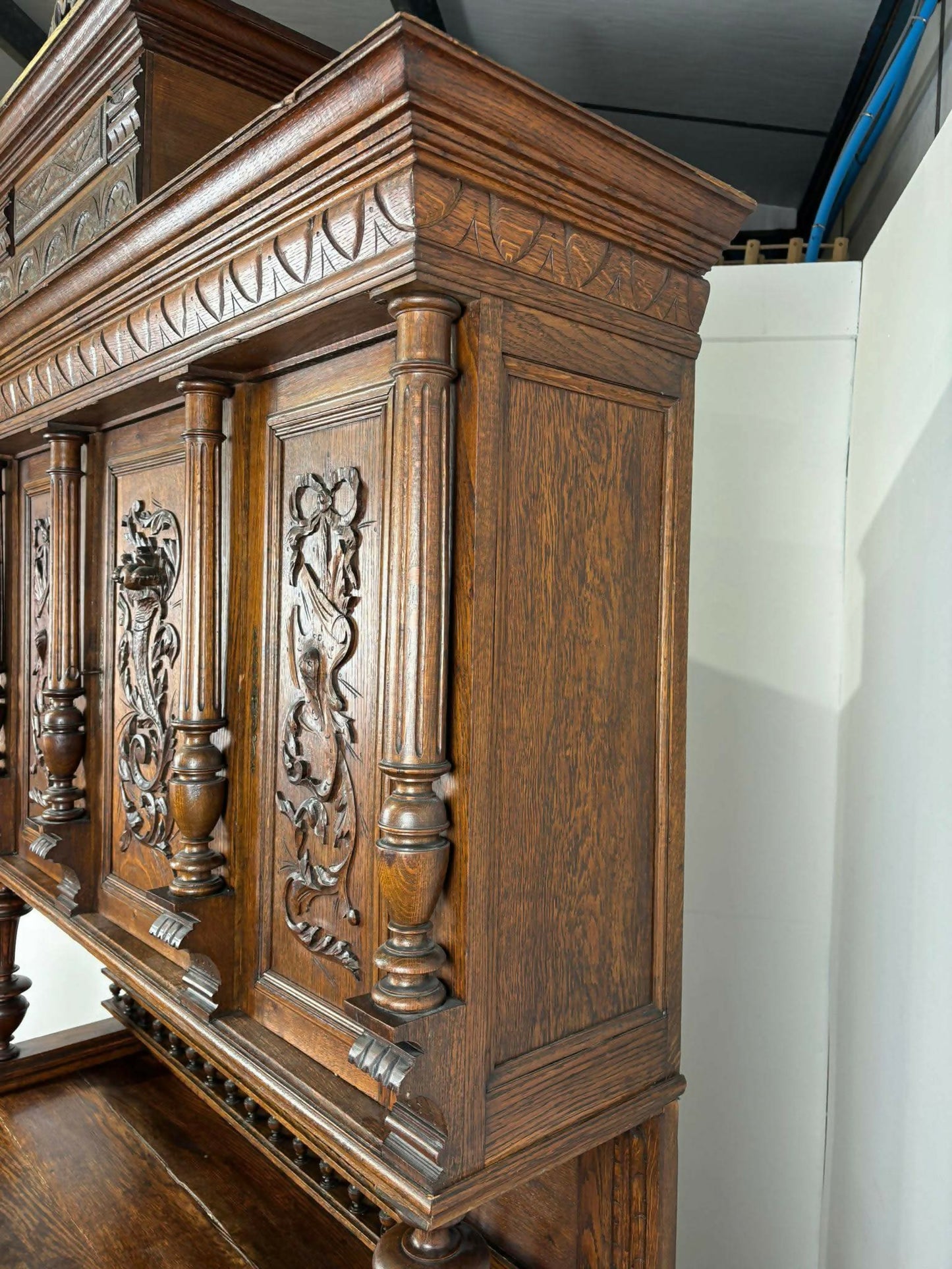 19th Century French Renaissance Style Carved Oak Buffet Sideboard / Cabinet
