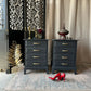 Stag Minstrel Pair Bedside Cabinets Painted Black