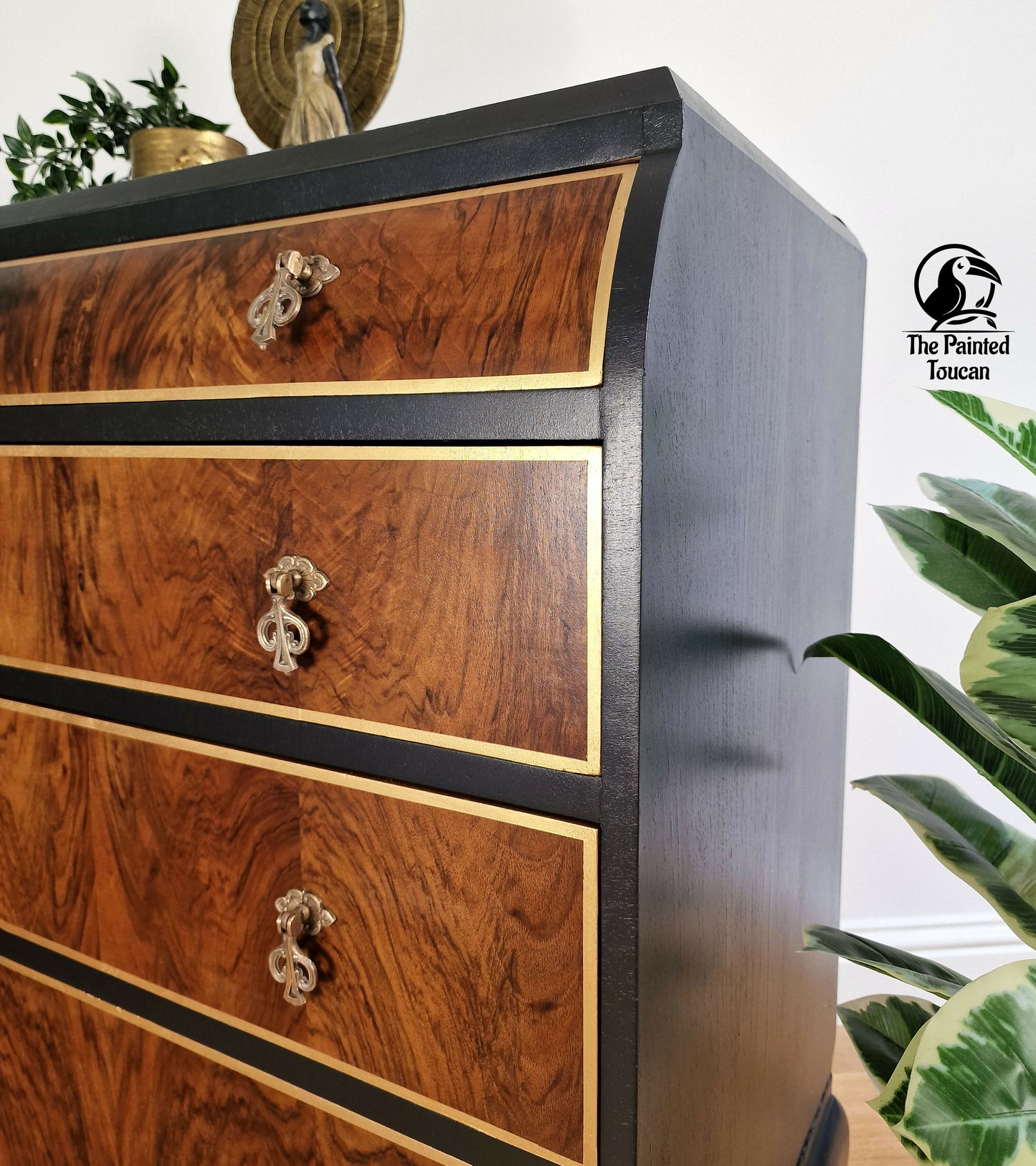 Tall Art Deco Walnut Chest of Drawers