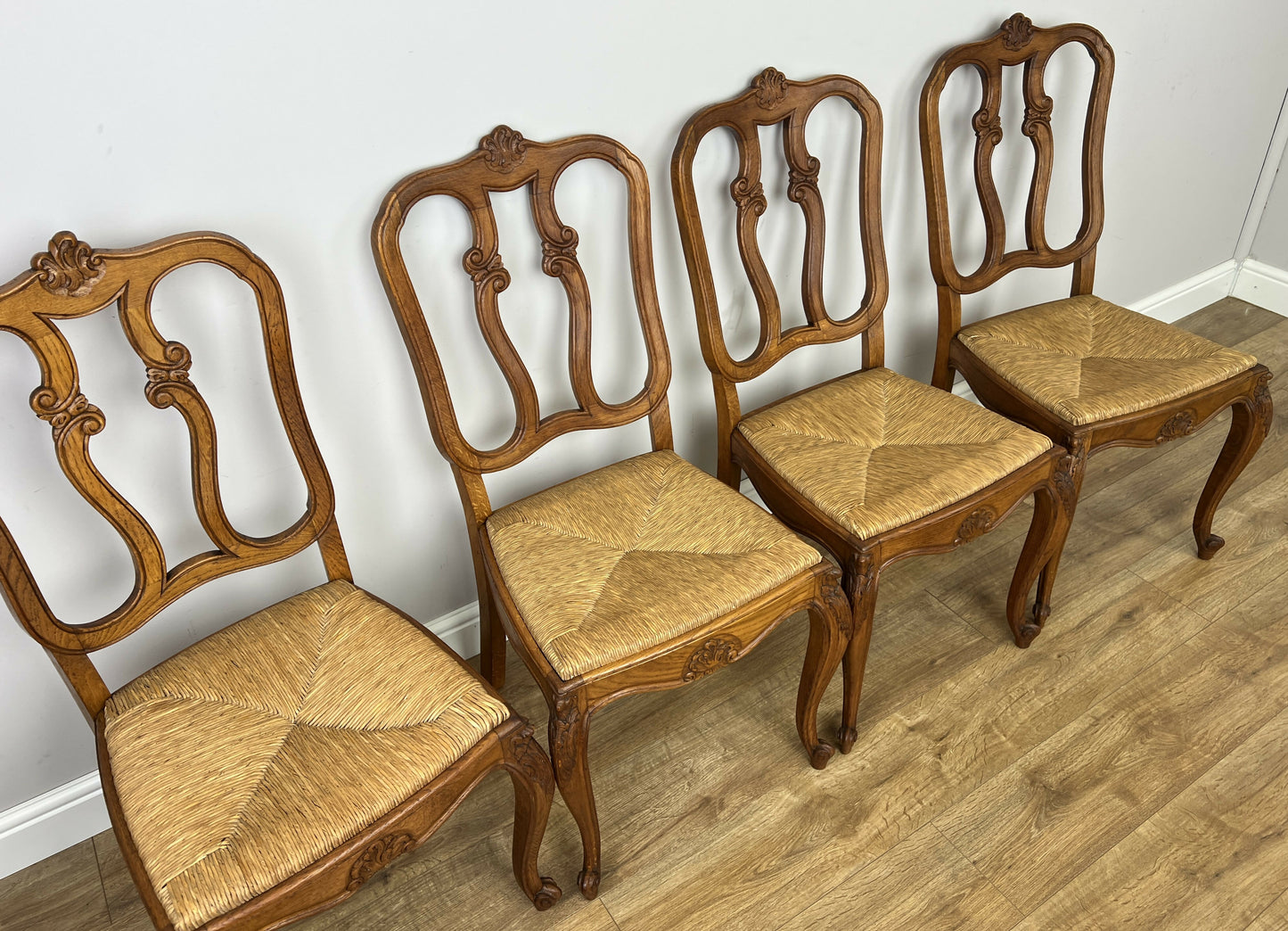 Dining Chairs Vintage French Louis Style Oak Set of 8 Upholstered Seats LOT 6345