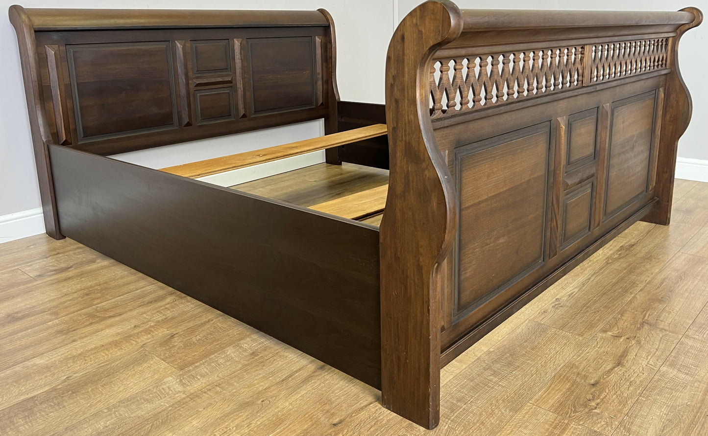 Bed Vintage French Super King Size Sleigh Bed Frame 180x200cm Headboard LOT 6409