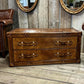 Handmade Vintage Coffee Table, Rustic Drawer Chest, Bridle Leather, English Steamer Style, Solid Hardwood
