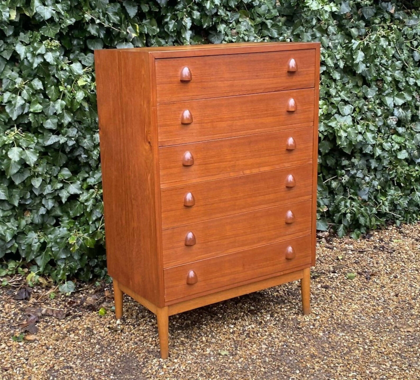 Vintage Tallboy Mid Century Danish Teak Dresser Chest Of Drawers
