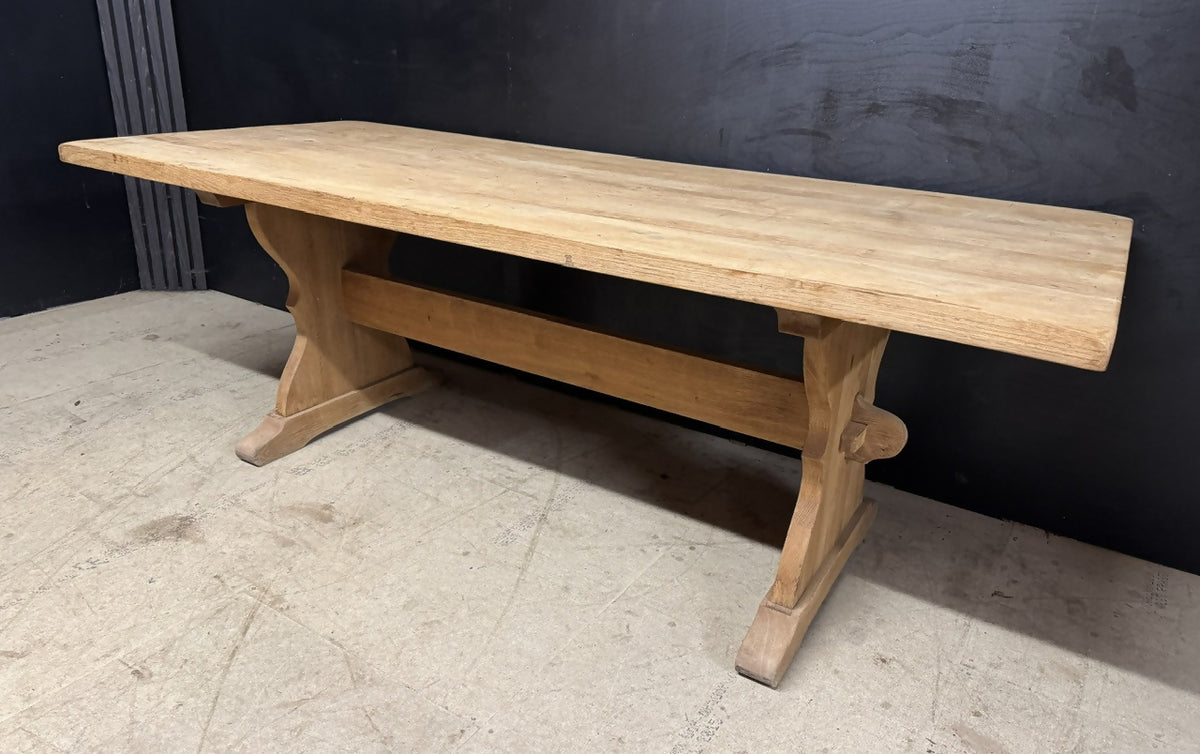 French Bleached Oak Farmhouse Dining Table
