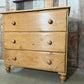 Antique Mid Victorian Pine Three Drawer Chest of Drawers Dresser, c 1860
