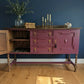Refinished Jacobean Revival Solid Oak Sideboard, Burgundy Red Painted Buffet, Winchester Fusion Mineral Paint