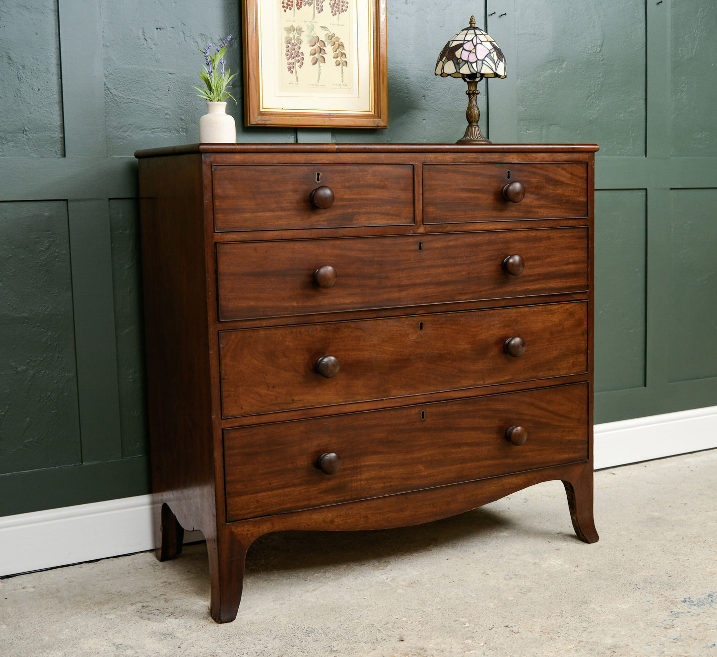 Large Georgian Mahogany Chest of Drawers - 2 Over 3