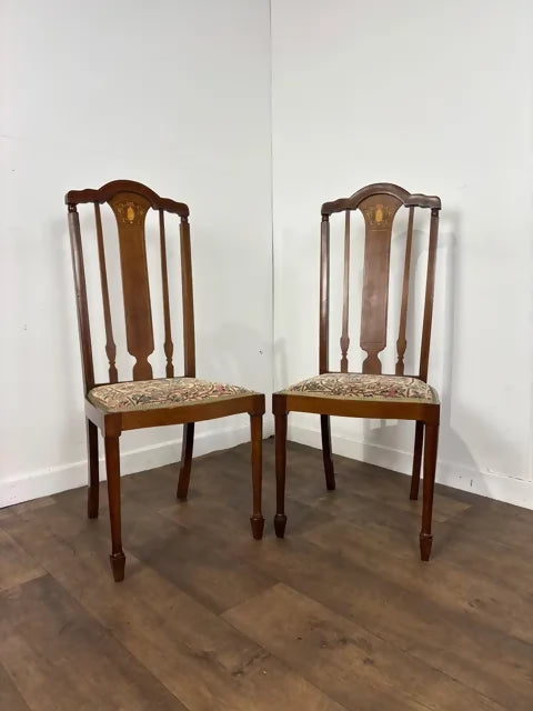 Pair of Edwardian Inlaid Mahogany Chairs