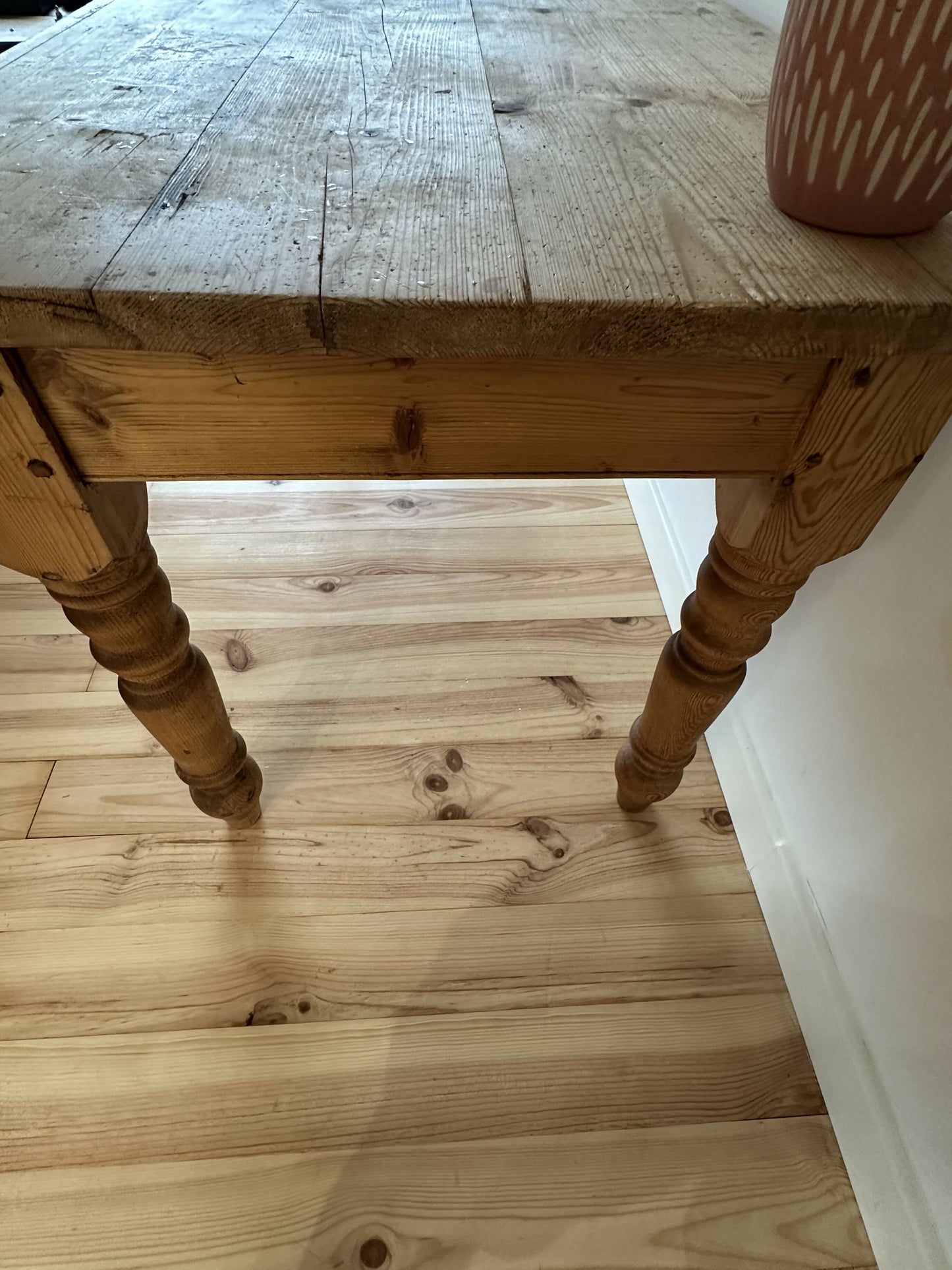 Vintage Farmhouse Dining Table Rustic Large Farmhouse Solid Stripped Pine