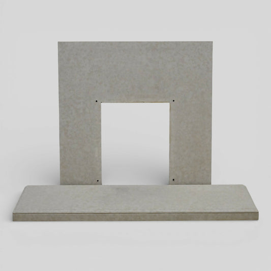Marble Hearth and Fire Surround Fireplace White Beige Marble 2 Piece