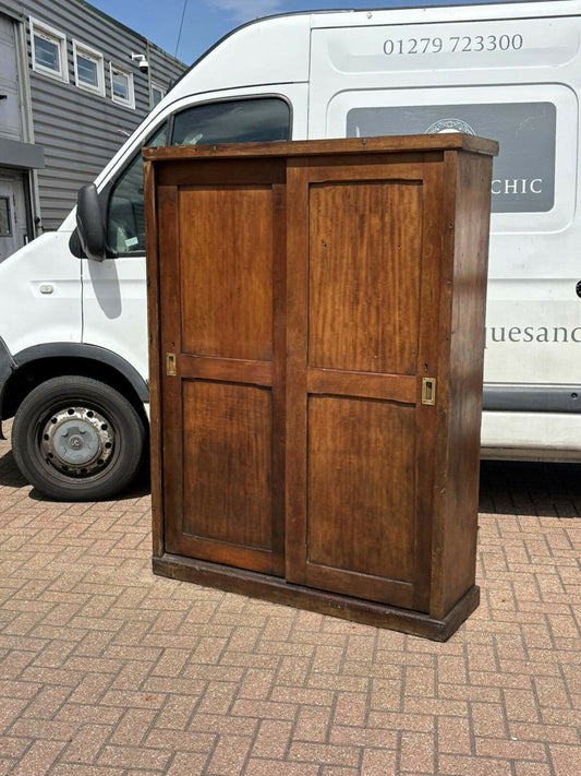 Vintage Edwardian Shop Cupboard With Pigeon Holes And Shelving. Sliding Doors.