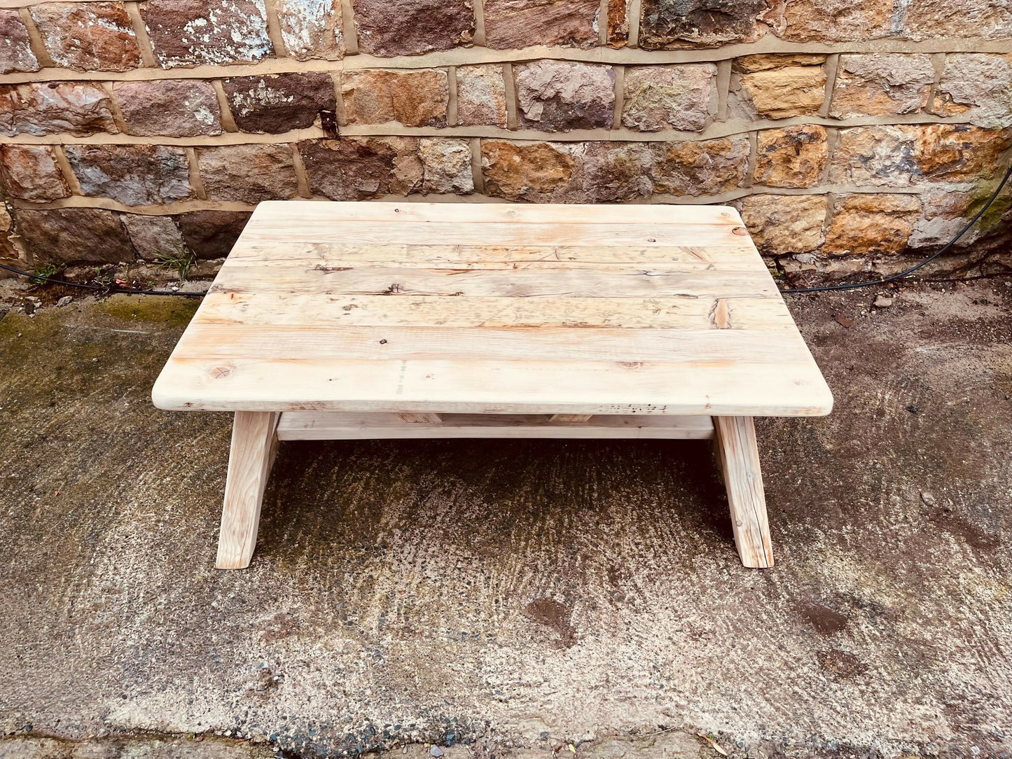 Handmade Reclaimed Wood Coffee Table | Rustic Farmhouse Low Table | Solid Timber | Vintage Cottage Style Living Room Furniture
