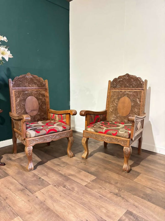 Kashmir Decoratively Carved Armchairsdhf
