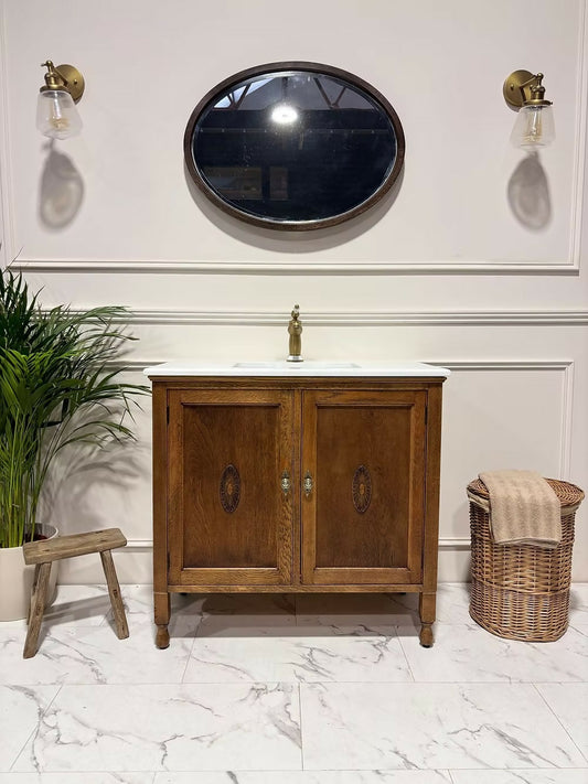 Vintage Oak Bathroom Vanity Unit