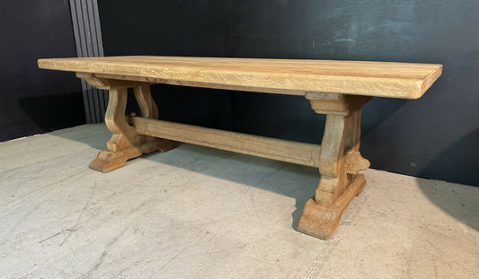 French Bleached Oak Farmhouse Dining Table