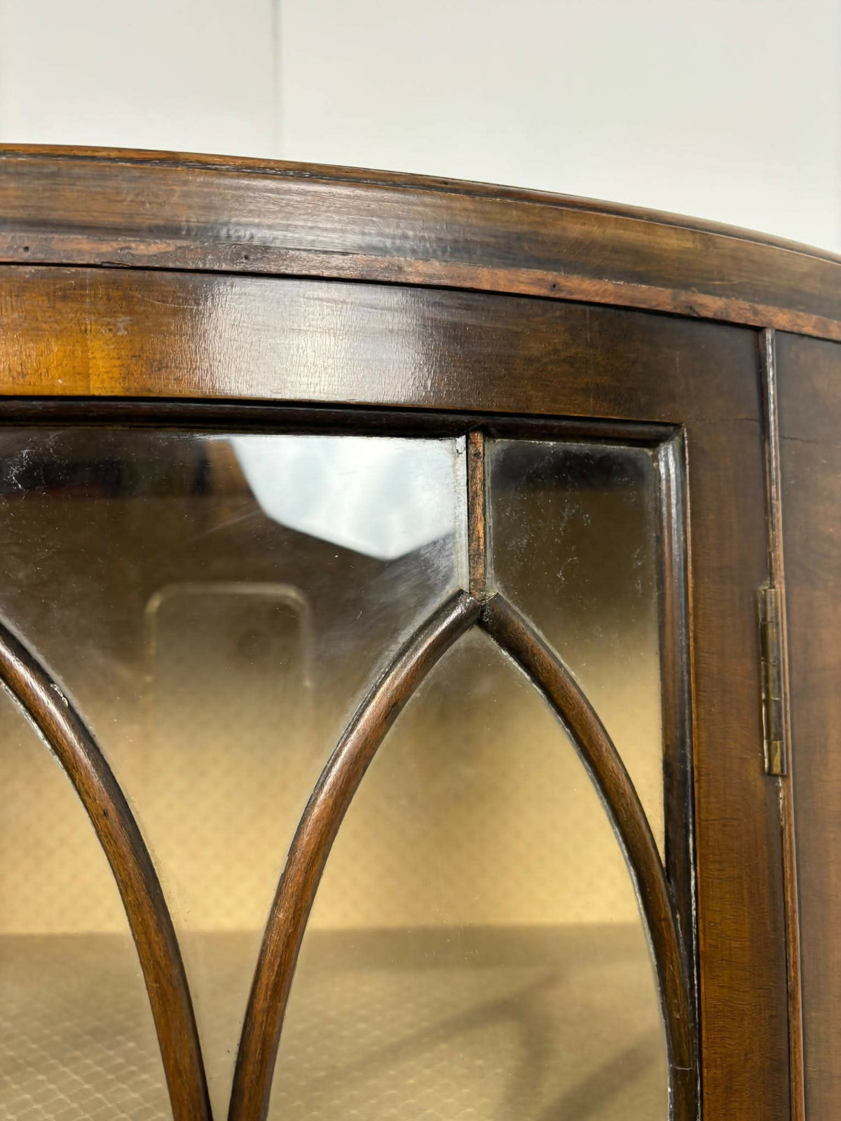 Vintage Walnut Bow Front Display Cabinet