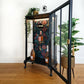Upcycled Vintage Drinks Cabinet | Painted Dark Navy Tropical Decoupage Glazed Home Bar | Cocktail Cabinet