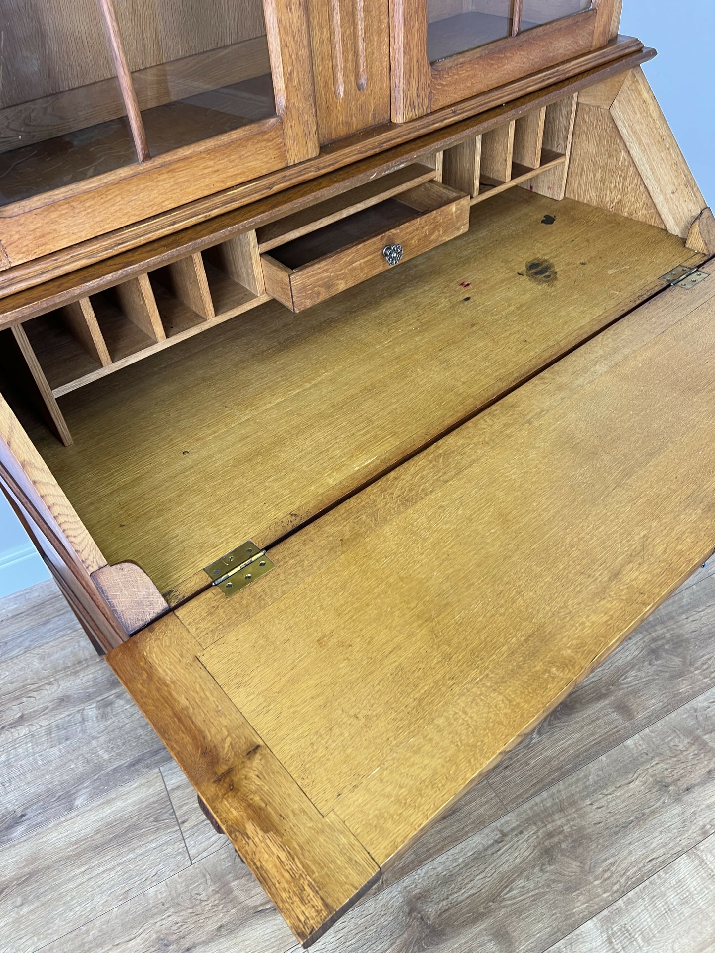 Cabinet Vintage French Louis XVI Oak Bureau Bookcase Display Cabinet LOT 6343
