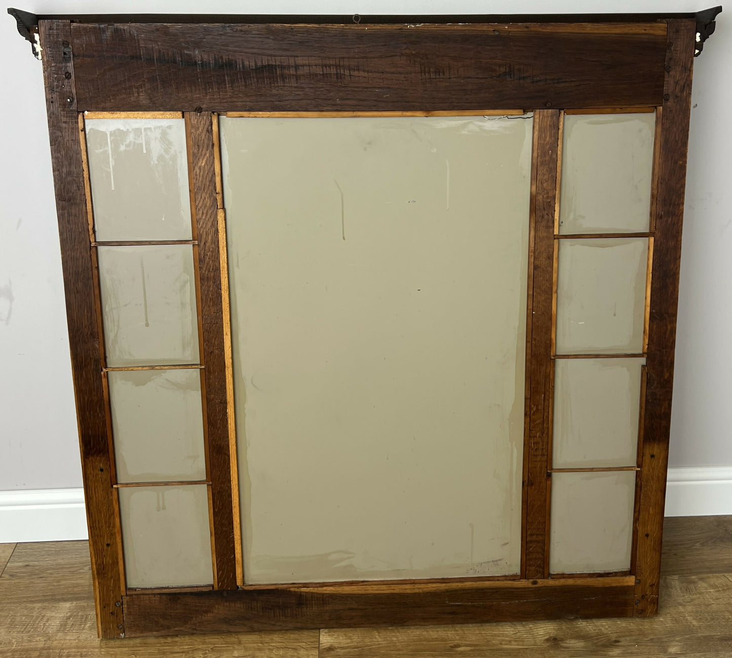 Mirror Antique French Oak Wall Mirror Bevelled Large Glass Wall Frame LOT 6370