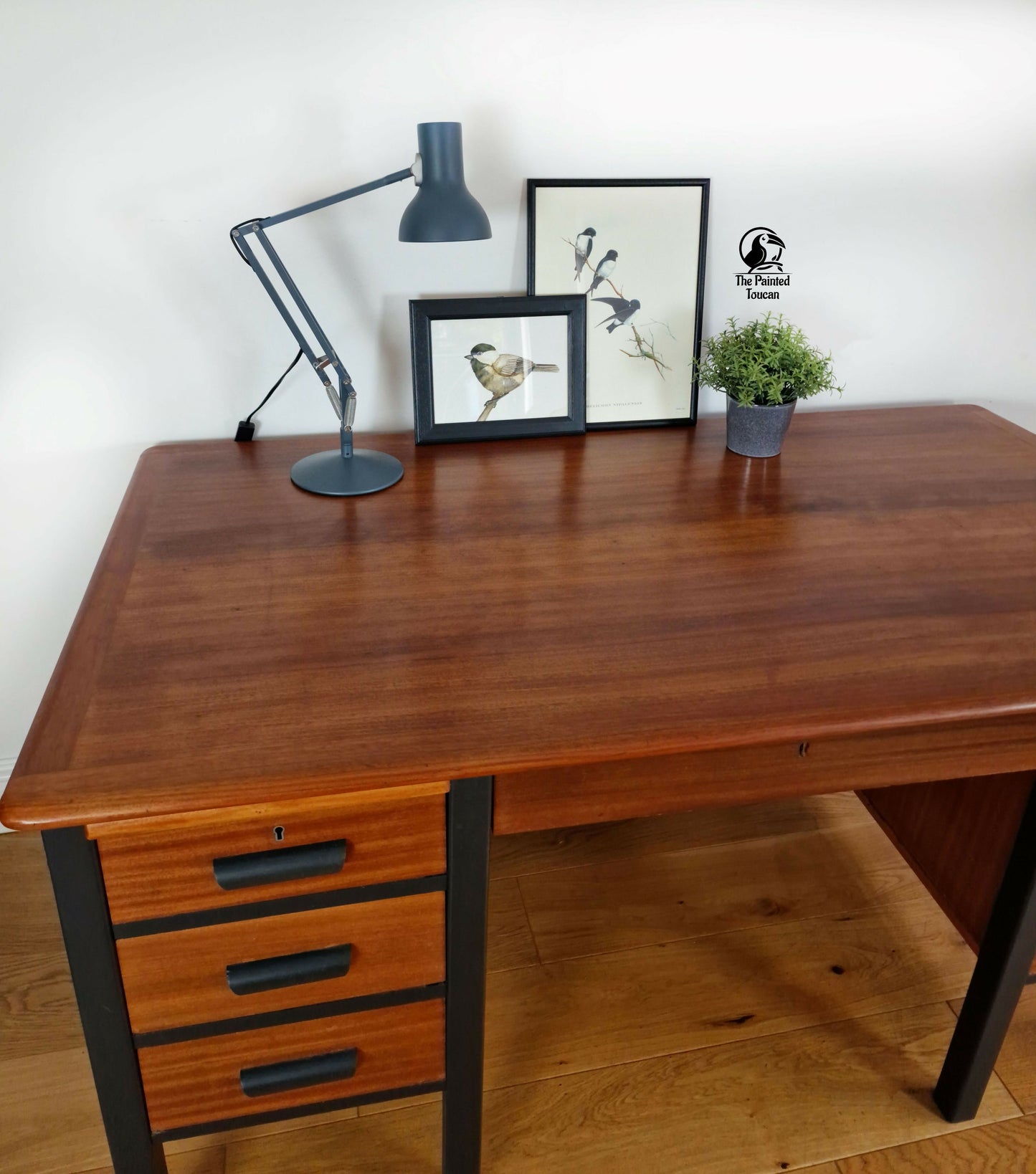 Large Mid Century Twin Pedestal Executive Office Desk