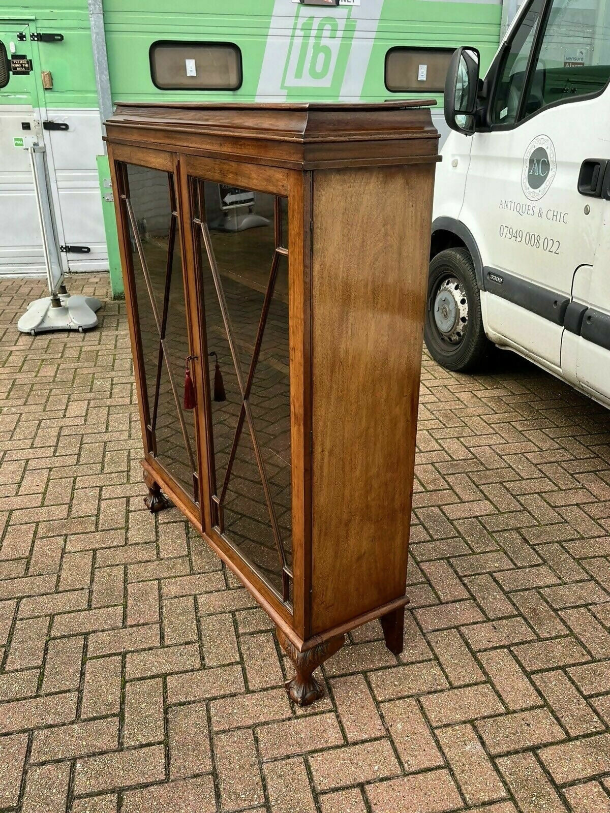Vintage Mahogany Bookcase Display Cabinet With Adjustable Shelves