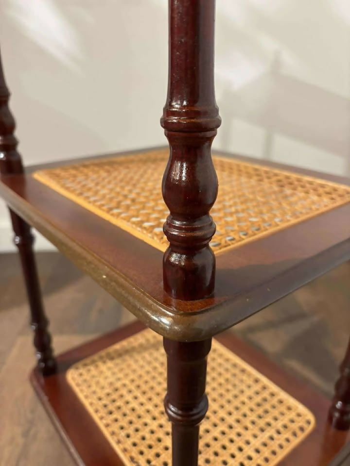 Reproduction Mahogany & Wicker What-Not