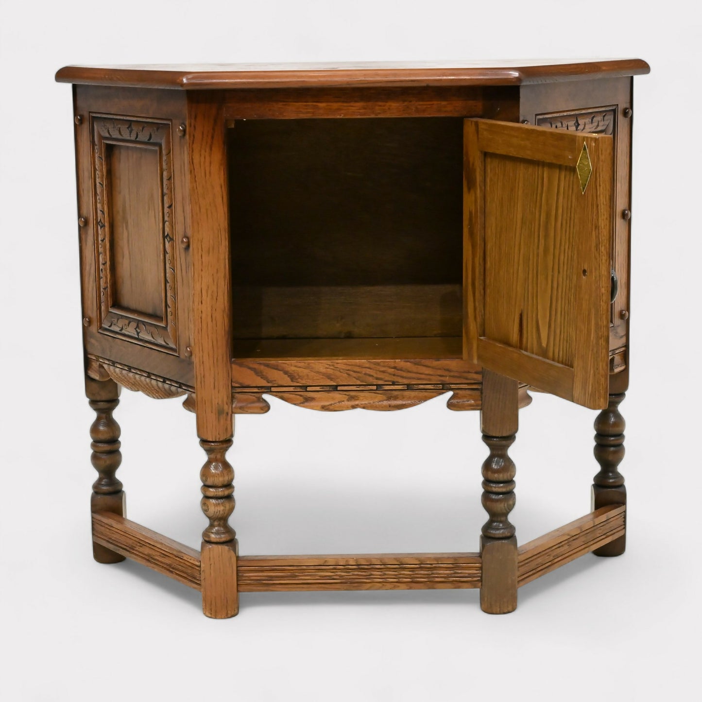 Old Charm Canted Table With Cupboard Finished In Tudor Brown* FREE UK Delivery. SBR10844/1908E