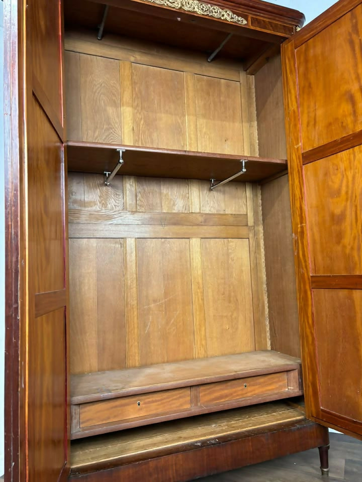 Antique French Louis XV Style Mirrored Armoire