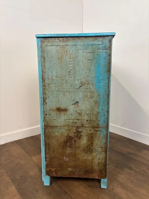 Industrial Style Reclaimed Distressed Blue Indian Cupboard