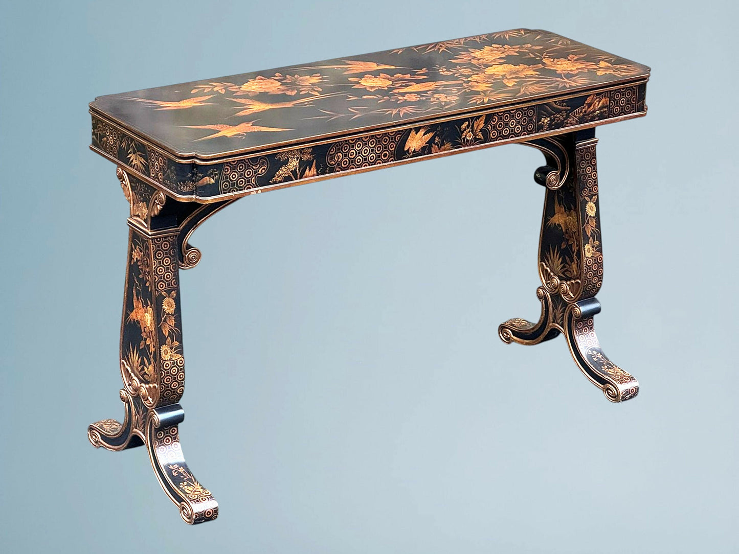 A Regency Style Black Lacquered Centre Table