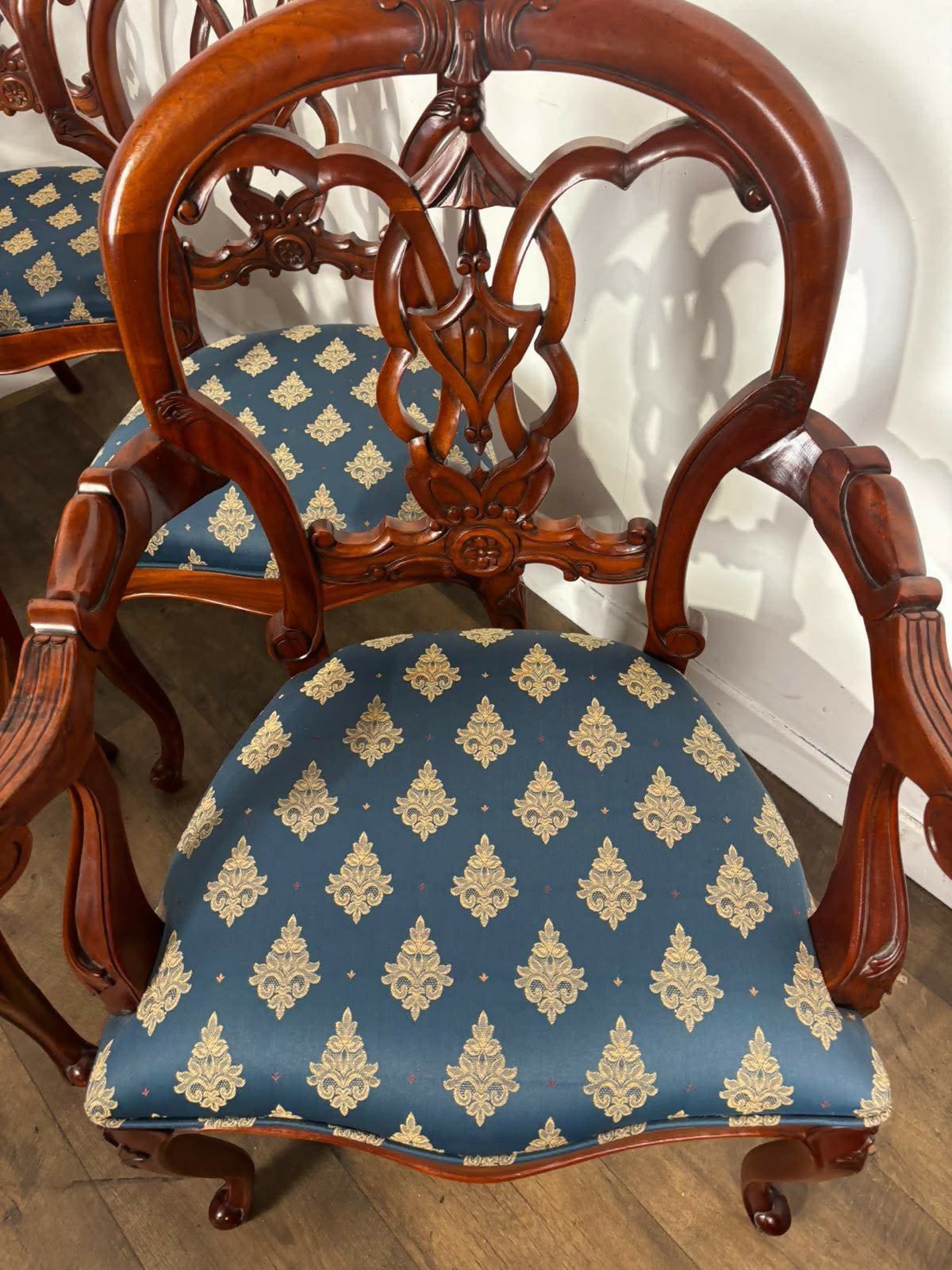Set of Six Reproduction French Style Mahogany Dining Chairs