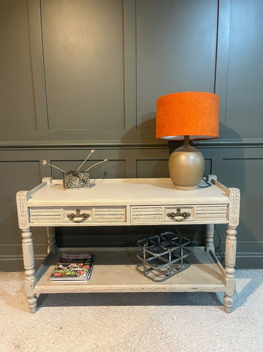 Vintage Console Table Painted Pale Grey Two Tier /Record Player Stand/Tv Stand