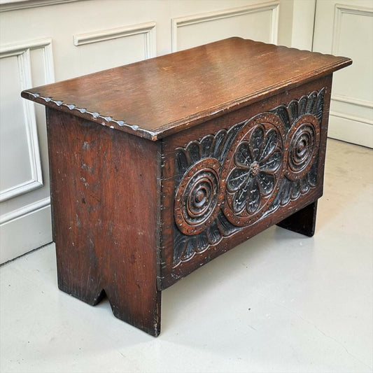 Carved Oak Blanket Box, Oak Kist
