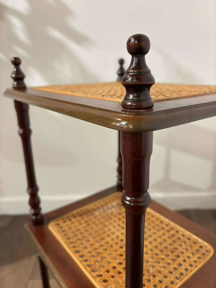 Reproduction Mahogany & Wicker What-Not