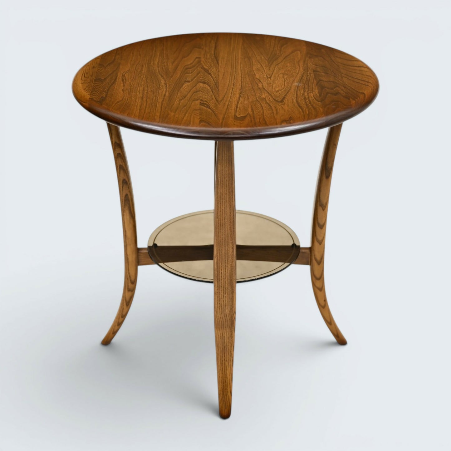 Ercol Round Side Table Lower Tier Mid Century Modern Elm Golden D FREE Delivery*