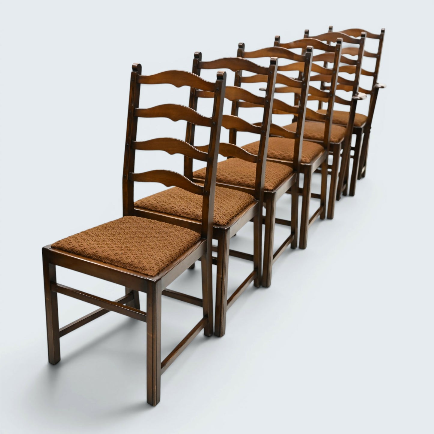 6 Ercol Dining Chairs 1970s Ladderback Drop On Seats Blue Label FREE UK Delivery