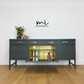 PAINTED TO ORDER Refinished Vintage Large Nathan Sideboard Drinks Cabinet In Deep Dusky Olive Green