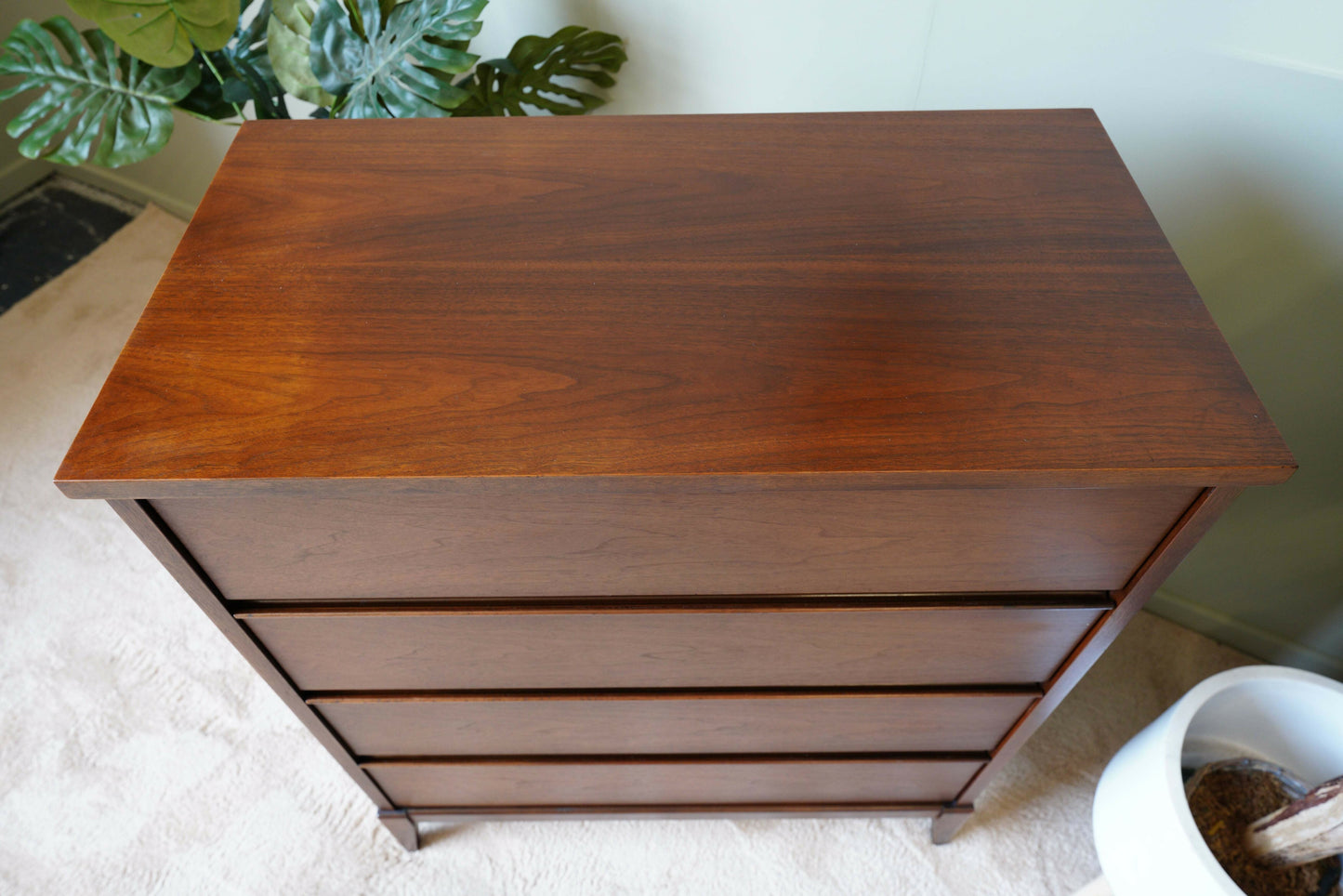 Peppler Furniture Co. 'The Hanover Line' Four Drawer Highboy In Figured Walnut – Canada, C. 1960s