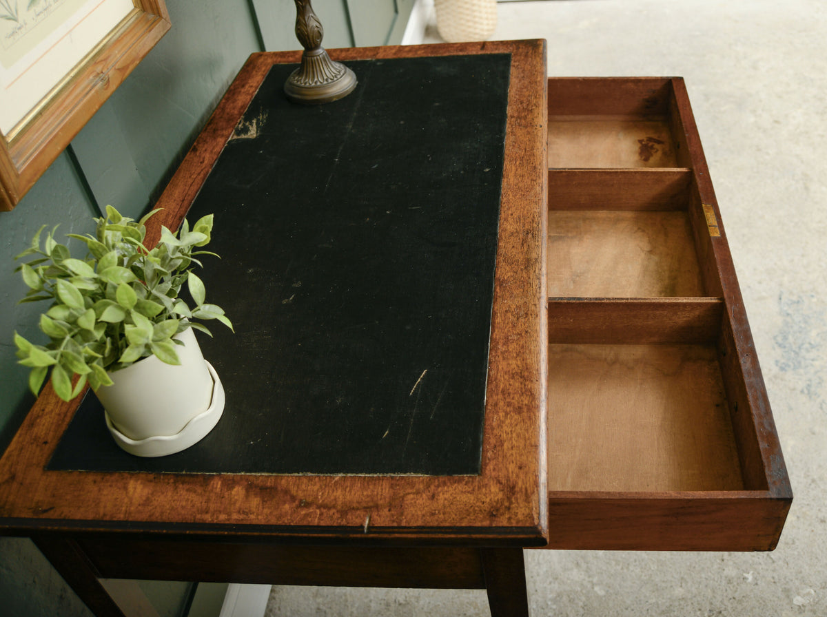 Antique Mahogany Writing Table Desk with Leather Top