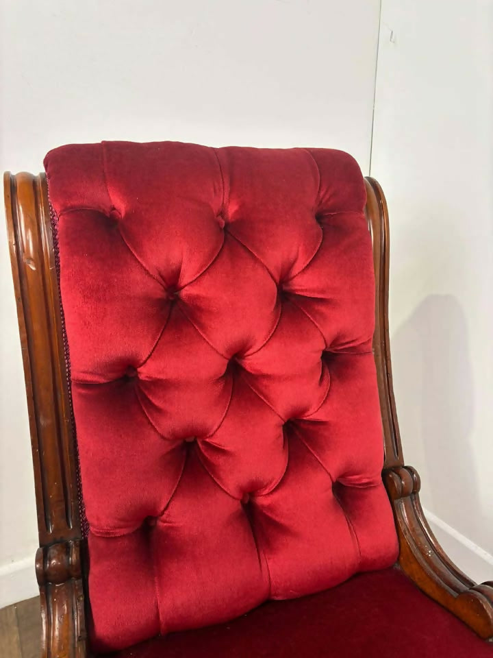 Antique Nursing Chair Having Button Back Upholstery