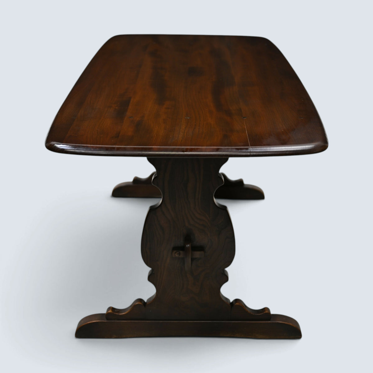 Ercol Plank Top Dining Table Solid Elm #419 Dark Finish Seat 8 FREE UK Delivery