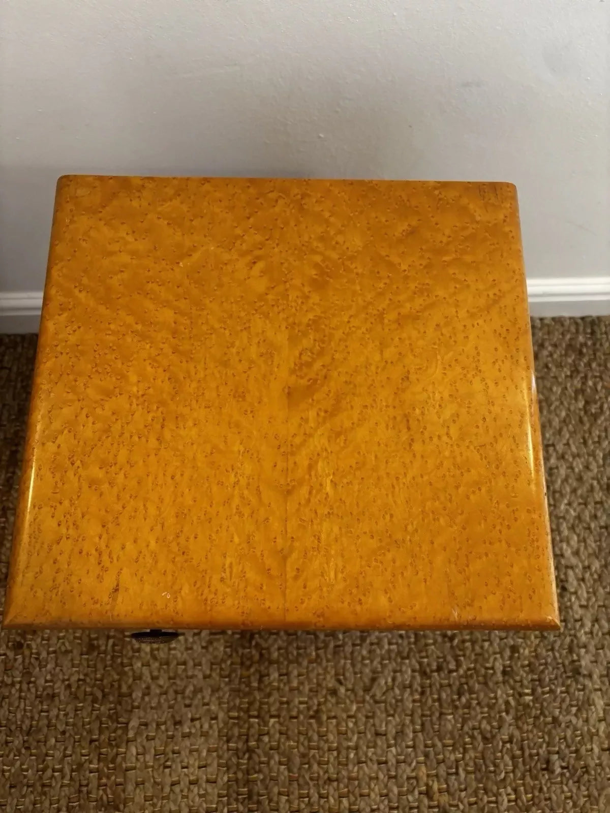Vintage Birdseye Maple Bedside Cabinet Art Deco Cupboard 30s Antique Nightstand